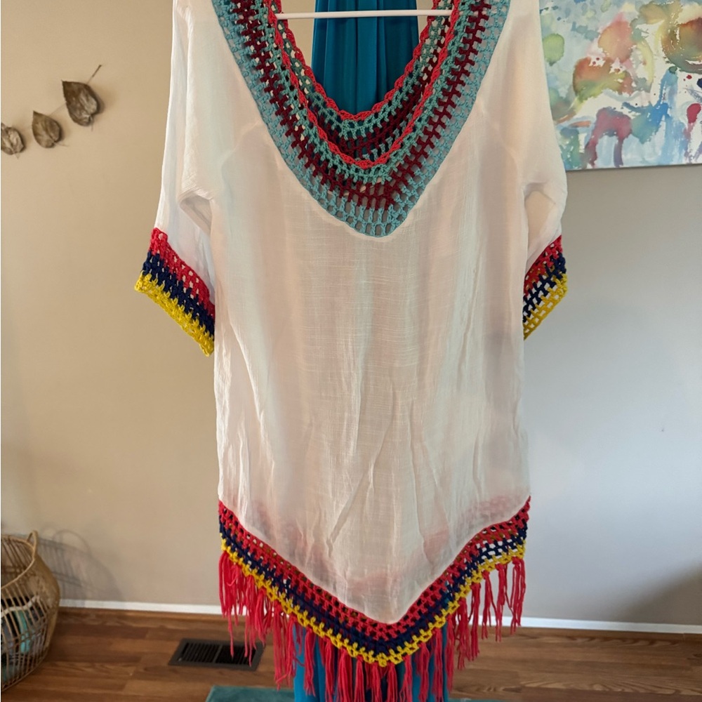 Colorful Crochet Trim Kaftan